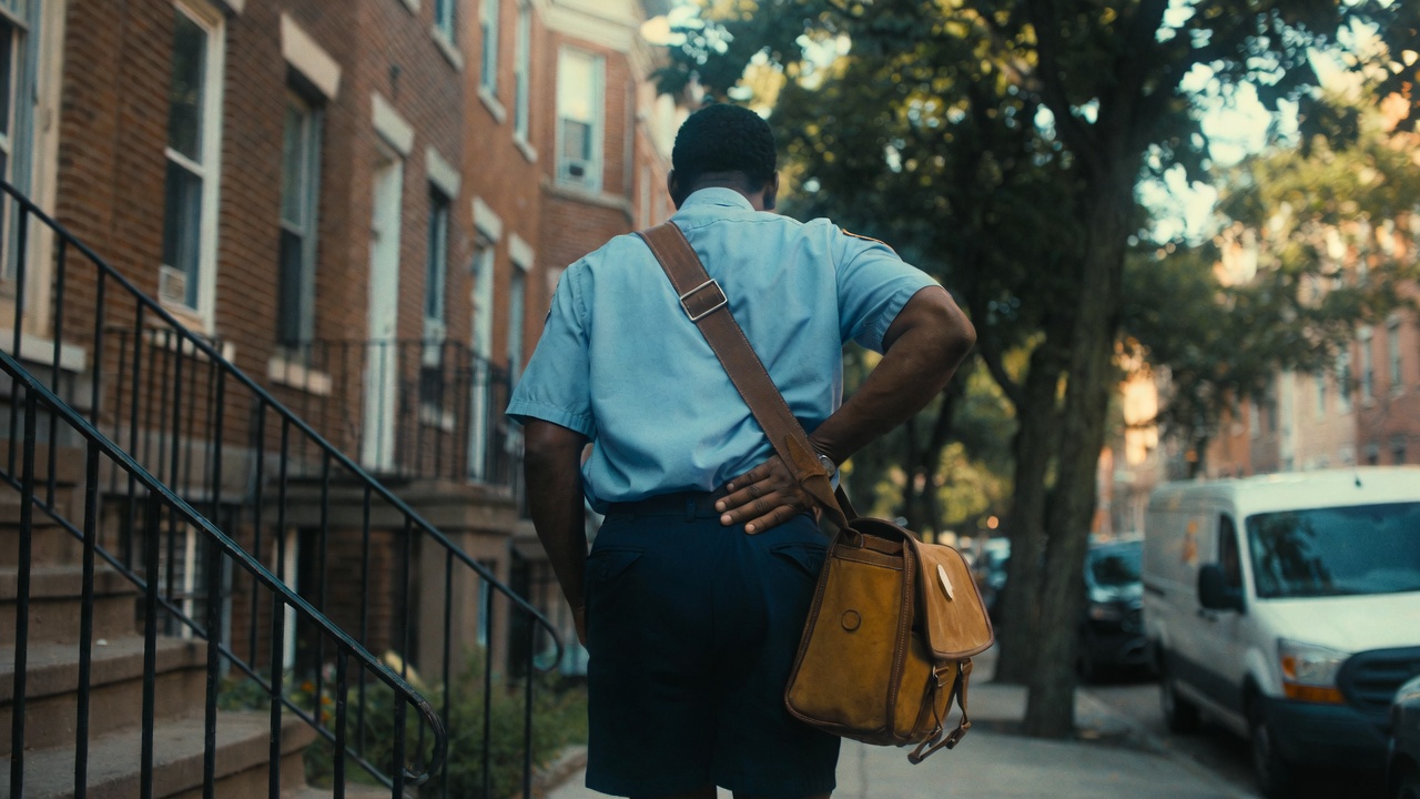Letter carrier with a mail satchel holding his lower back — a common OWCP injury claim