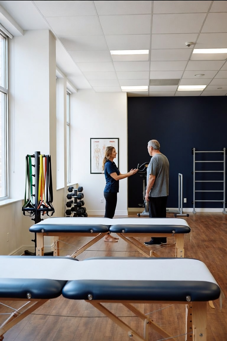 Physical therapy treatment gym at Federal Injury Specialists, an OWCP clinic in Riverdale, Bronx